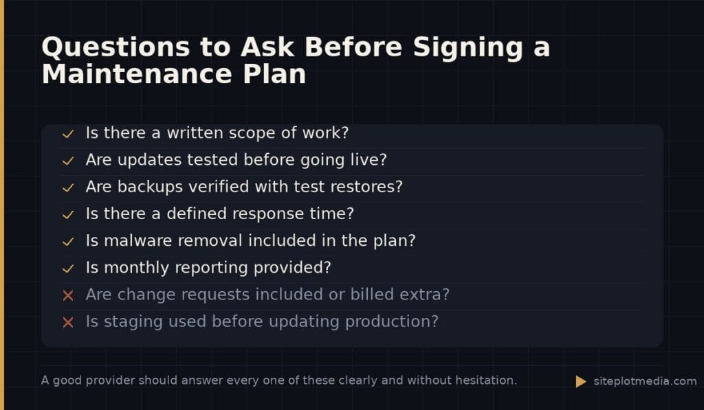 Questions to Ask Before Signing a Maintenance Plan